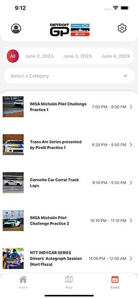 Detroit Grand Prix Mobile App Screenshot