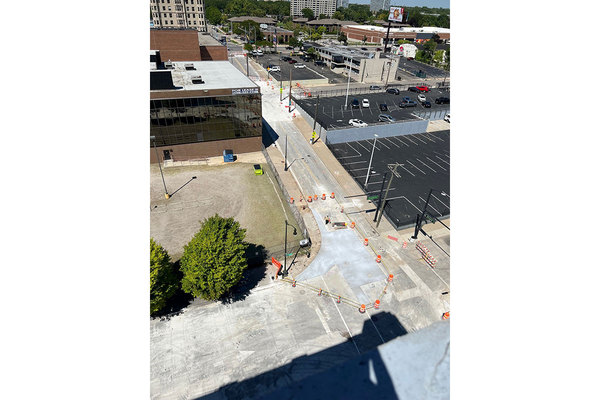 Birds eye view of the work done on Turn 1 at Franklin and Rivard Street